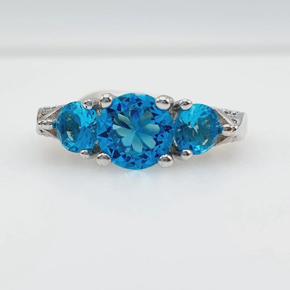 Retro Stylish 925 Silver 3A Blue CZ Ring for Women, FB16FA1028 - Picture 3 of 3